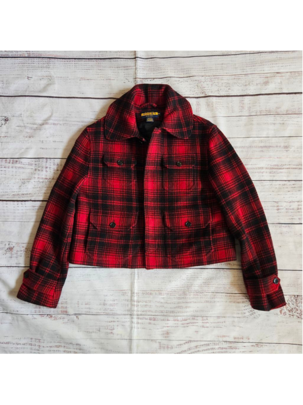 Ralph Lauren Rugby Buffalo Plaid Wool Blend Quilted Jacket Womens XS